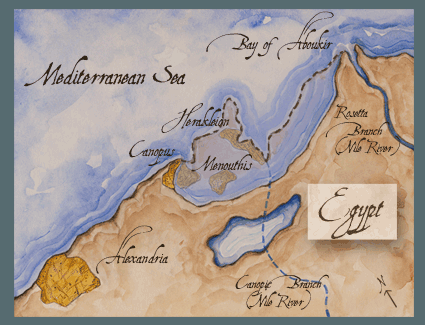 Detail map of northern Egypt showing location of the sunken cities Menouthis and Herakleion (University of California at Santa Cruz)