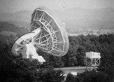 A PHOTO OF THE RADIO TELESCOPE IN GREENBANK, WEST VIRGINIA.