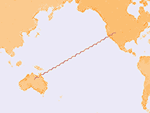 Flight map: California to Australia